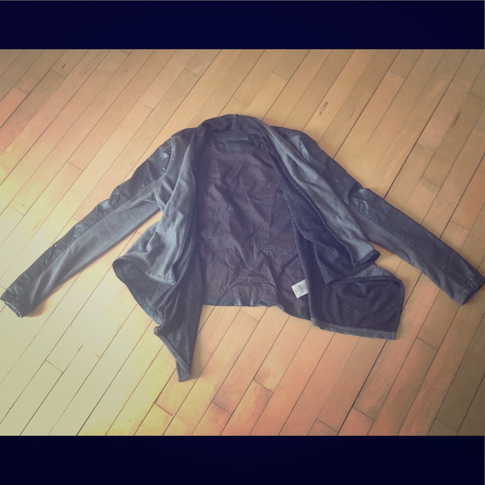 Blank NYC Ribbed Dark Gray Faux Leather Jacket